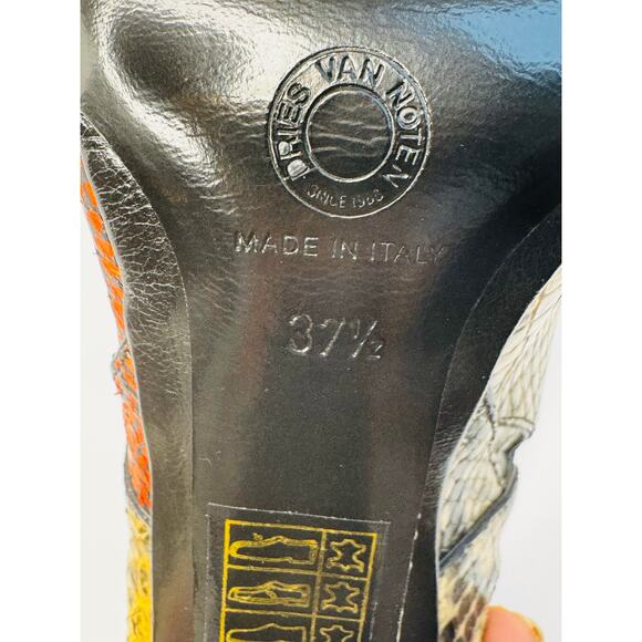 Dries Van Noten Red Beige Snakeskin High Heel Ankle Strap Sandals Size 37.5 - Picture 6 of 10